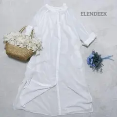 【美品】ELENDEEK 2way シャツ　ロングワンピース　ホワイト　羽織りのサムネイル