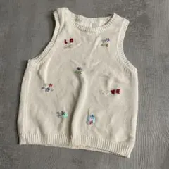 ZARA ビーズニットベスト 131 オフホワイト