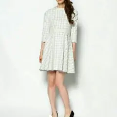 The Virgnia チェックギャザースリーブカットワンピース