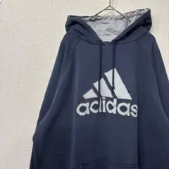 アディダス　パーカー　ロゴ　刺繍　アメリカ古着　L 3791