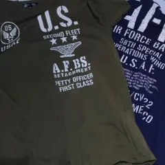 美品ミリタリー Tシャツ XLサイズ オリーブグリーンネイビー