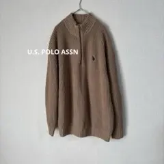 U.S. POLO ASSN ワンポイント刺繍 ハーフジップ ニット セーター
