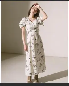 snidel スナイデルSustainableリボンプリントワンピース　サイズ2