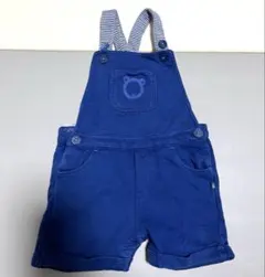 青いオーバーオールロンパース