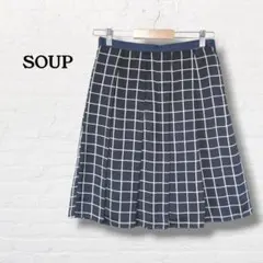 スープ☆格子柄ひざ丈スカート【11】ネイビーのサムネイル