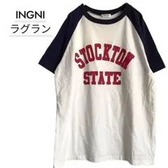 INGNI イング ラグランTシャツ M カレッジロゴ アメカジ 古着風 半袖