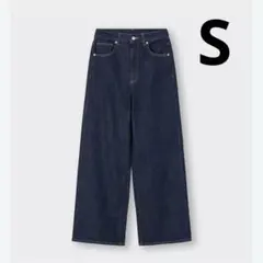 GU ハイウエストセミワイドジーンズ　S NAVY