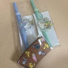 【新品】ポケモンカフェストロー２点、スリーブ
