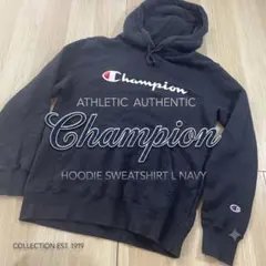 Champion チャンピオン パーカー L ネイビー デカロゴ フーディーのサムネイル