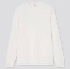 UNIQLO ユニクロ ワッフルクルーネックT 長袖 オフホワイト Lサイズ 白のサムネイル