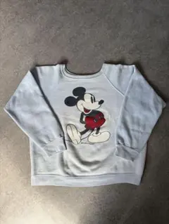 ディズニー ミッキー スウェット ヴィンテージ ワッペン スウェード 
