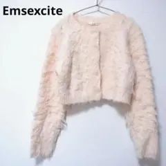 Emsexcite ショート丈 カーディガン ニット セーター ピンク モヘヤ