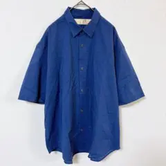 ナノユニバース　美品　半袖シャツ　メンズM　ネイビー色　ゆったり　薄手生地のサムネイル