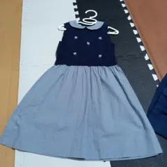 入学式　お受験ノースリーブワンピース ネイビー グレー