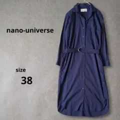 ナノユニバース 38 ネイビー ロングシャツワンピース 薄手