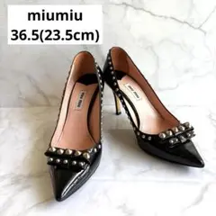 miumiu ミュウミュウ　23.5cm パンプス　エナメル　黒　スタッズのサムネイル