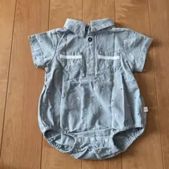 水色 ポロシャツスタイルロンパース 70cm