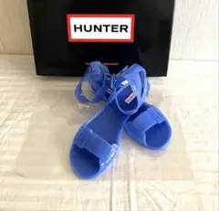 【ほぼ未使用】HUNTER レインサンダル　ブルー　22.0㎝のサムネイル