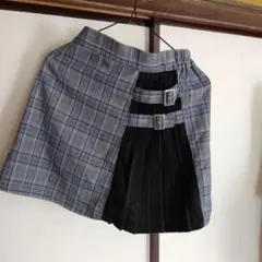 チェック柄バックル付きスカート M (150)