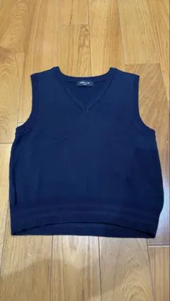 COMME CA ISM ネイビー Vネックニットベスト130
