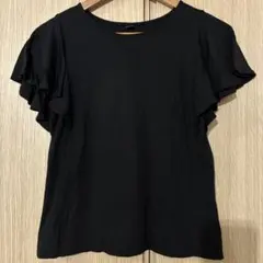 UNIQLO レディース フリルスリーブ Tシャツ ブラック S