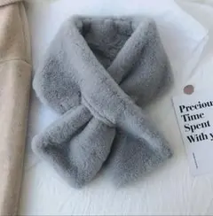 【グレー】新品　マフラー　ネックウォーマー　フェイクファー