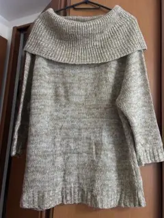 NAVANA オフショルダー五分袖ニット ゴールド