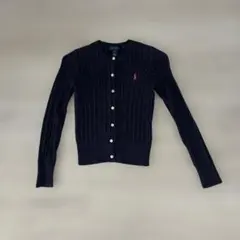 ポロラルフローレン　ネイビー ケーブルニットカーディガン　M