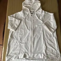 PUMA フード付き半袖パーカー M ホワイト