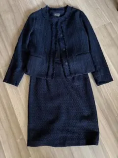 Demi-Luxe BEAMSネイビー ノーカラーツイード　セットアップ