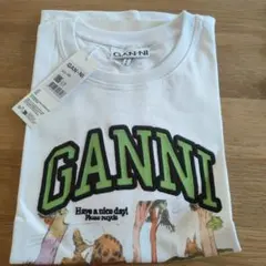 【新品】GANNI ロゴTシャツ ホワイト Mサイズのサムネイル