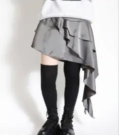 アシンメトリックフレアスカート グレー