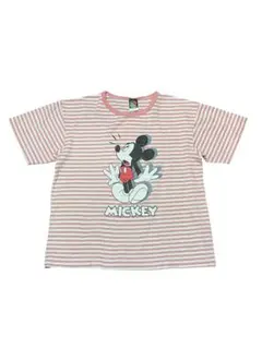 【ディズニー】ミッキーマウス　Ｔシャツ　Mサイズ　ボーダー柄のサムネイル