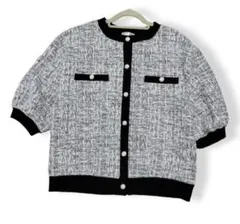 【COLZA】６分袖ツイード風カーディガン　匿名配送