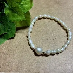 天然パールと淡水パールブレスレット内径15cm