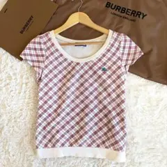 未使用級✨バーバリーブルーレーベル　半袖カットソー　ノバチェック　ピンク　38
