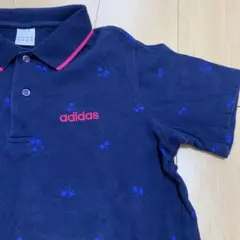 adidas neo アディダス　パーム☆総柄　ポロシャツ　ネイビー　Lのサムネイル