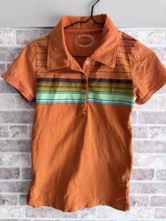 OP オーシャンパシフィック　オレンジ ストライプ 半袖ポロシャツ　Mサイズのサムネイル