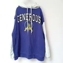 WEGO パーカー プルオーバー 紫 グレー 前面プリント