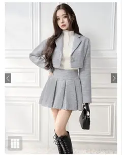 GRL フリージア ラメツイードジャケットxプリーツミニスカートセットアップ