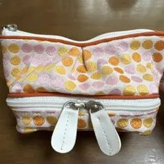 ELLE ポーチ ドット柄 ピンク オレンジ