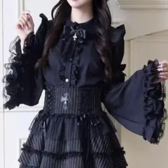 ラスト1点✳︎ フリル レース リボン 黒 地雷系 セットアップ コスプレ