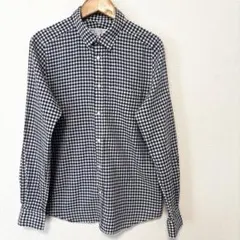 ビューティ&ユース　レディース　長袖 シャツ ギンガムチェック 綿　グレー　S