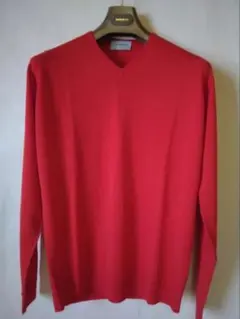JOHN SMEDLEY ジョンスメドレー Ｖネック メリノウール 赤 レッド