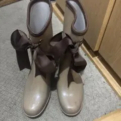 お値下げ♡ベージュ リボン付き 長靴 ヒール　Ｍサイズ