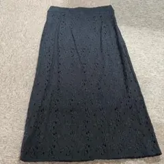 ブラック レース ロングスカート