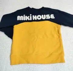 ミキハウス　バックロゴトレーナー　90cm　イエロー　ネイビー　黄色