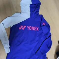 YONEX フード付き長袖ウェア 青/白　サイズｌ