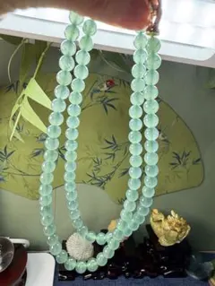 新入荷❣️天然本翡翠　爽やかな氷藍水一連ネックレス 鑑定書付き
