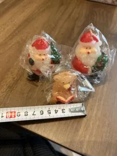【サンタクロース＆くま ロウソク 3個セット】　未使用　冬の飾りに◎ クリスマス